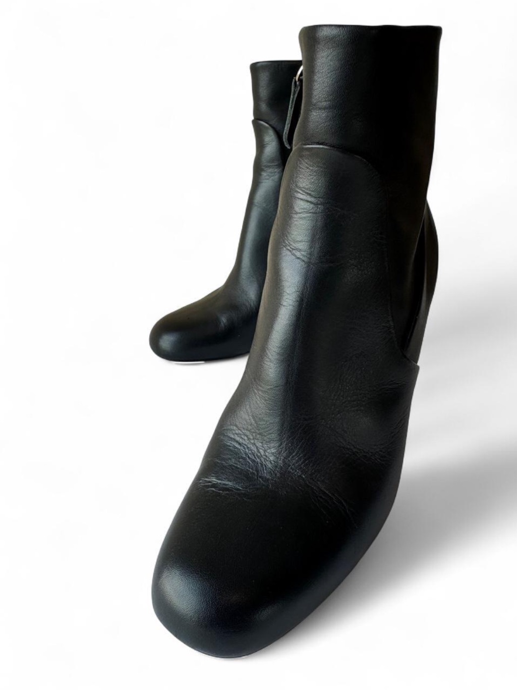 Iro Paris Black Leather Curved Panel Ankle Boots (Model Af343)